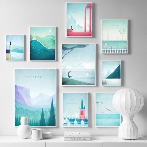 Nordic Vintage Travel Cities Poster San Francisco Rome Sydney Stockholm Landscape Art Canvas Painting Wall Pictures Home Decor