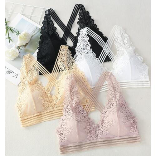 Women Bra French Style Bralette Seamless Deep V Lace Girl Women Bra Wireless Thin Underwear Lingerie Soft Underwear Women Bra