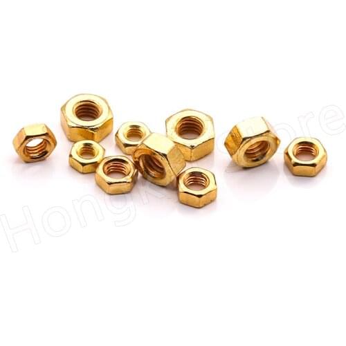10pcs Titanium Plating Gold Hexagon Nut M2 M2.5 M3 M4 M5 Carbon Steel Hex Nuts Hardware Fasteners