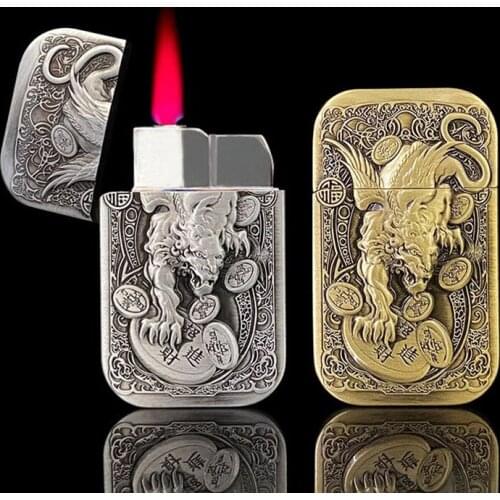 2021 NEW Portable Metal Retro Cigarette Cigar Lighters Mini Butane Gas Torch Lighter Windproof Jet Lighter Gadgets For Men