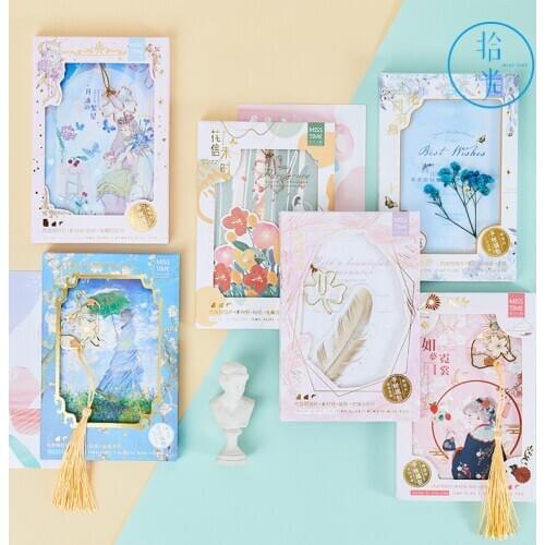 27 Sheets/Set NEW Creative Boxed Postcards With Stickers Accessories Hand Bags Card Message Birthday Gift Card