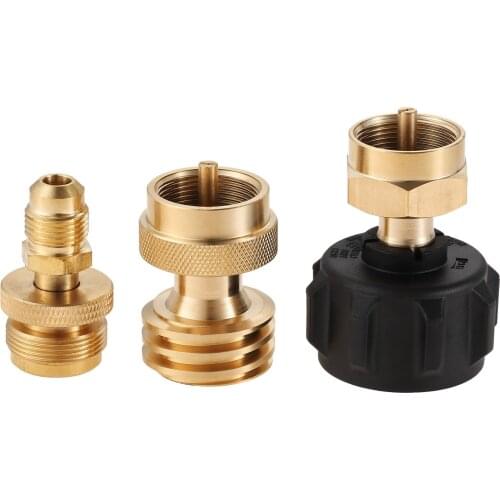 3 PCS Propane Adapter Set 3/8Male Thread Connector Portable Camping Grill Stove Parts 1lb Propane Tank Regulator Adapter