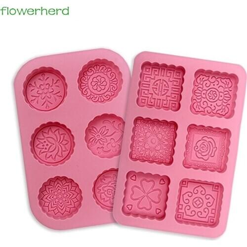 3D Round & Square 6-Cavity Silicone Soap Mold Making Cake mold lotion bars Mold Chocolate Mold soap form