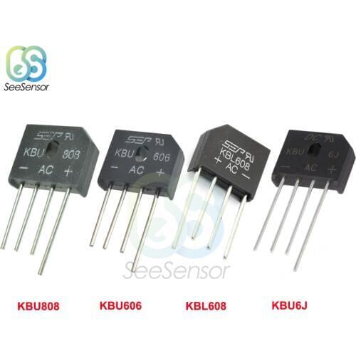 5Pcs/lot KBL608 KBL-608 KBU808 KBU6J 6A 800V 6A 600V 8A 800V Diode Bridge Rectifier