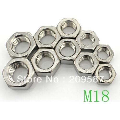 5pcs Metric Thread M18 304 Stainless Steel Hex Head Nuts Screw Nuts Hex Nuts