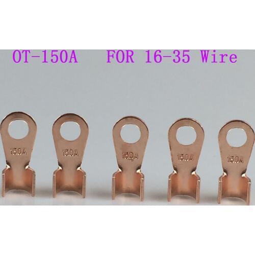 5pcs OT-150A Red Copper Circular Splice Ring Terminal Wire Naked Battery Cable Connector lugs Terminals Crimping 16-35mm2 Wire