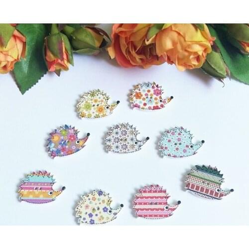 50PCs/lot Hedgehog Buttons 2 Holes DIY Scrapbooking Crafts buttons Sewing Accessories Decorative Buttons wood 25x18m