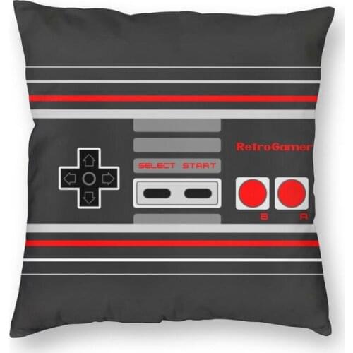 8-Bit Retro Gamer Controller Square Pillowcover Home Decor Geek Video Game Gaming Cushion Cover Throw Pillow for Living Room