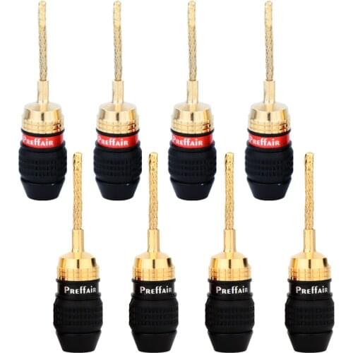 8Pcs Preffair BA1465 New Speaker 2mm Pin Copper Wire Braided Banana Plugs Connector HIFI Speaker Cable