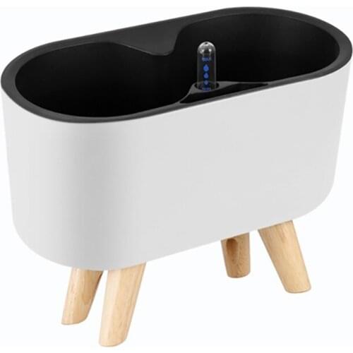 Automatic Self-Watering Plastic Plant Pot with Water Level Indicator Floor Table Flowerpot Planter with Wooden Bracket