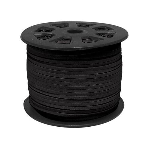 Free Shipping 100Yds Black Flat faux suede cord, 3mm, Black faux suede cord for bracelets 3mm