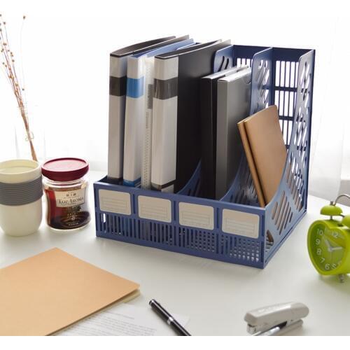 4 Sections Mesh Files Shelf Desktop File Rack Paper Book Holder Document Tray Organizer Storage Box School Office Supplies