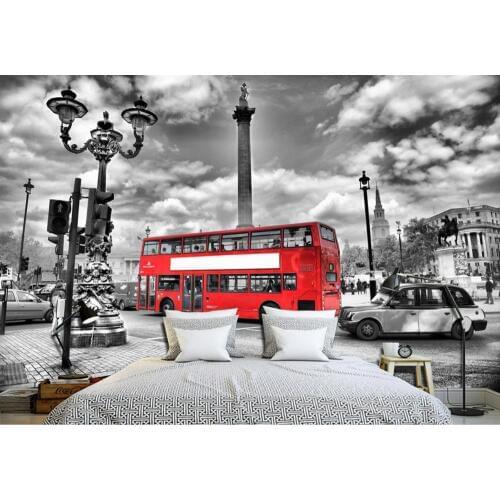 Home Decoration 3d mural designs London street art of black and white TV backdrop 3d stereoscopic wallpaper