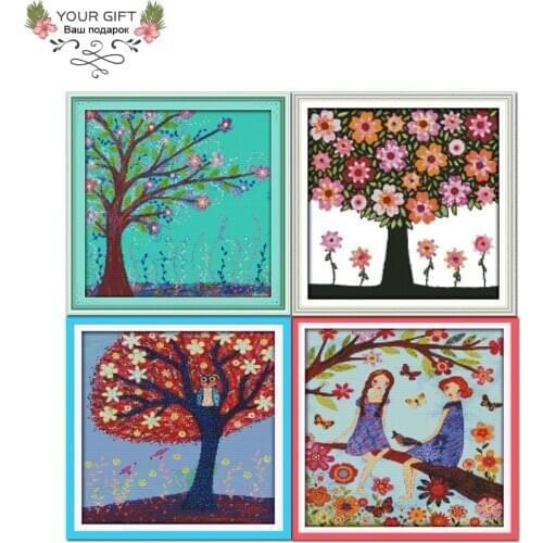 Joy SundayF510(2)F511(3)F512(4)F513(5) 14CT 11CT Counted and Stamped Yearning For Spring Needlework Home Decor Cross Stitch kits