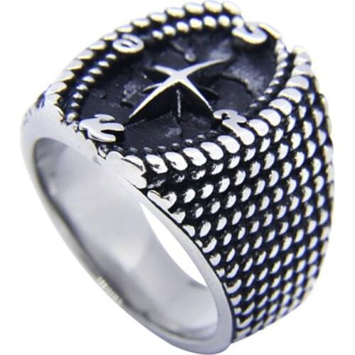 1pc New Design Size 7-13 Cool Biker Ring 316L Stainless Steel Jewelry Men Boys Anchor Ring