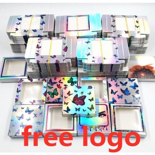 Butterfly box 25mm 3D Mink Lashes Rectangle Cardboard holographic soft paper Boxes False Eyelashes Packaging Box Empty