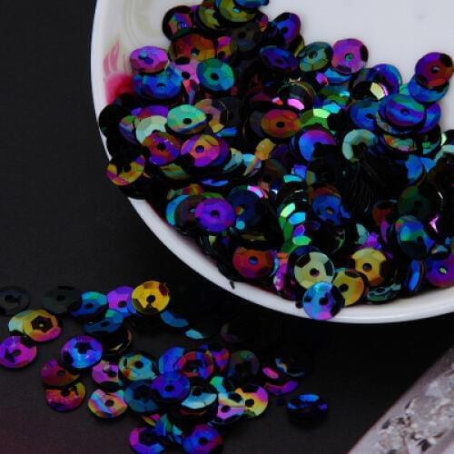 50g(1650pcs) 8mm Cup AB Colors Sequin Round Paillettes Sewing Wedding Craft Black Shining Spangles