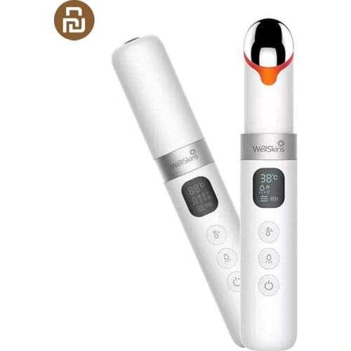 WéllSkins Eye Massager Wand LCD Display Color Light USB Eye Beauty Massage Stick Heated Magnetic Vibration Eye Care
