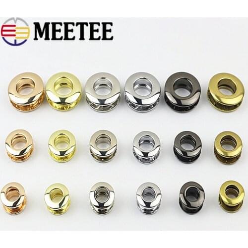 Meetee 5pcs ID9/11/14mm Metal Die-casting Eyelets Buckle O Ring Screws Stoma Clasp DIY Garment Perforated Rope Hook Accessories