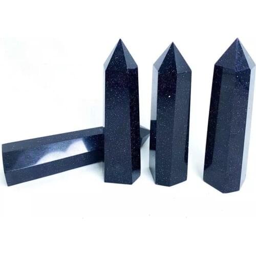 MOKAGY 80mm-90mm Natural Blue Sandstone Quartz Point Crystal Stone Decorations Obelisk