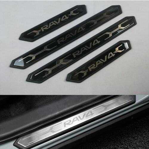 ForToyota Rav4 Xa50 2019 2020 2021 Auto Door Sill Plate Trim Stainless Steel Threshold Kick Pedal Scuff Sticker Car Styling Acce