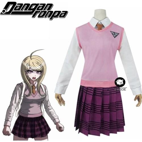 New Danganronpa V3 COSPLAY Akamatsu kaede costume Womens uniform Anime Shirt / Vest / skirt / socks/Wigs JK school uniform