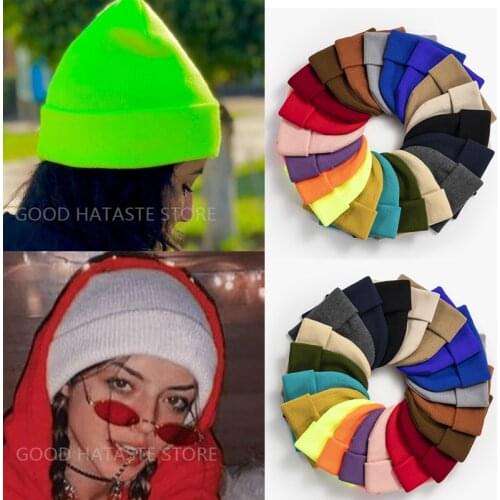 New Winter Hats for Woman Beanies Knitted Fluorescent Hat Girls Autumn Female Beanie Caps Warmer Bonnet Ladies Casual Cap