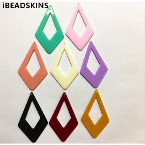 New arrival! 59x35mm 100pcs/lot acrylic rhombus-shape charms for stud earrings/earrings accessories/Earring parts DIY(As shown)