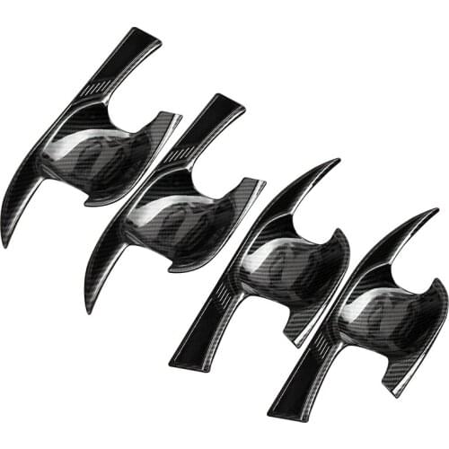 NEW 4pcs Door Handle Bowl Cup Cover Surround Trim Fit for Toyota Camry 2018 2019 2020 Carbon Fiber Style