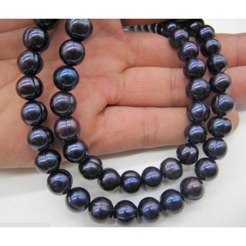 35" 11-12mm baroque Natural tahitian pearl necklace " shipping free