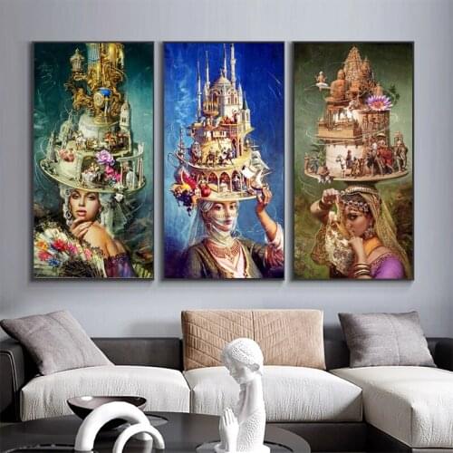 Persian Indian Princess Castle Canvas Painting Noble Vintage Posters Print Classic Abstract Wall Art Pictures Home Decor Cuadros