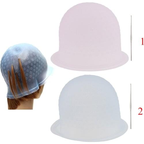 Pro Reusable Hair Coloring Highlighting Dye Cap Frosting Tipping With Meal Hook Dye Silicone Cap Hook Set Dyeing Color Tools