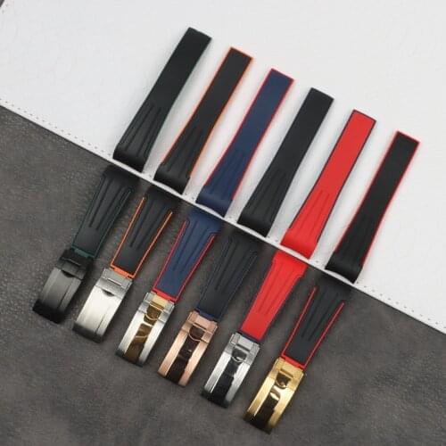 20mm Top quality Curved End soft watchband Silicone Rubber Watch band For Role strap Daytona Submariner GMT explorer 2 Bracelet
