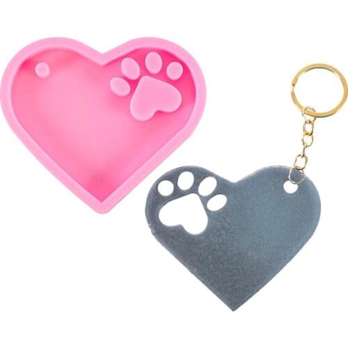 Heart Paw Shape Silicone Resin Mold DIY Keychain Jewelry Making Cake Decorating Tools Fondant Chocolate Candy Baking Molds