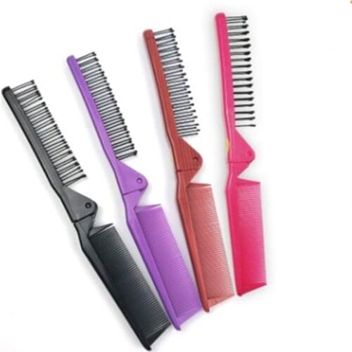 1pc Double Headed Toothed Foldable Hair Comb Plastic Massage Brush Diy Hair Beauty Hairdressing Tool Portable Travel Accessories