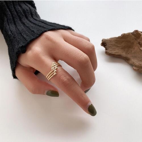 SRCOI Three Ball Geometric Gold Silver Color Metal Adjustable Rings Fashion Alloy Trendy Simple Spherical Open Ring For Women