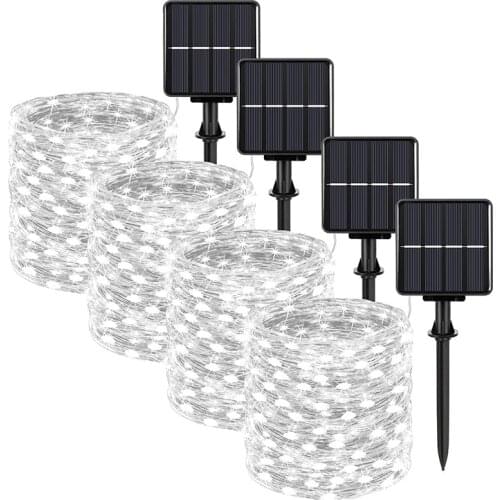 Extra-Long 288FT Solar Fairy String Lights, 4-Pack Each 72FT 200 LED Outdoor Twinkle Lights Waterproof 8 Lighting Modes