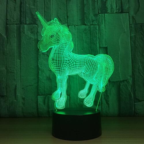Lovely Unicorn 3D Night Light LED Remote Touch Switch Animal 3D Lamp Usb Desk Table Lamp Creative Atmosphere Lamp Toys Gift
