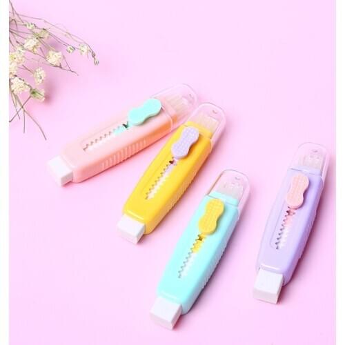 Examination supplies Candy Pushing Eraser With Soft Brush Correction for Pencil School Student Stationery Eraser
