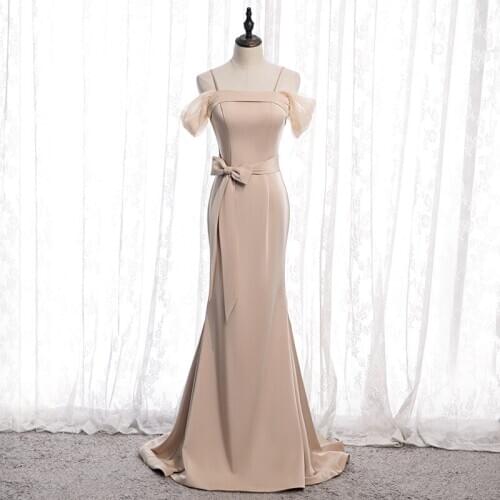 Evening Dress Square Collar Spaghetti Strap Simple Short Sleeve A-Line Floor-Length Elegant Lace Up Party Formal Gown Woman B310