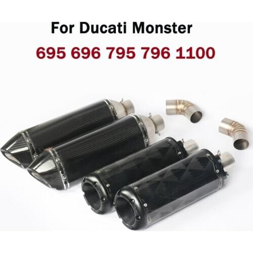 Exhaust System 470MM Muffler Tail Pipe Baffle Slip On Connecting Tube Mid Link Pipe for Ducati Monster 695 696 795 796 1100