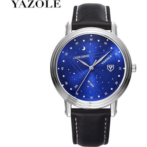 YAZOLE 2020 Brand New Business Men Watch Unique Star Sky Pattern Dial Waterproof Quartz Wristwatch Gifts Relogio Masculino 366