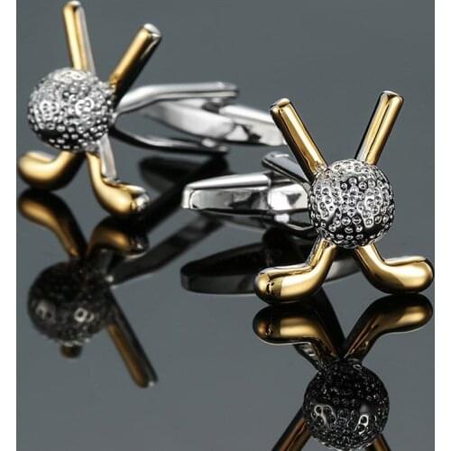 Golden Golf Cufflinks brand new fashion jewelry sports Cufflinks mens business shirt suit pin badge button gift