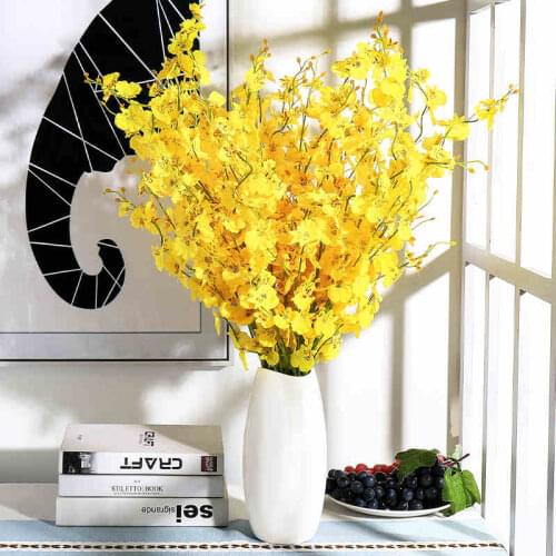 10Pcs Artificial Flowers Butterfly Orchid Non-woven Fabrics Fake Flower Branch Home Decorating Wedding Country Decor
