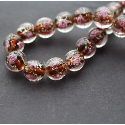 20Pieces/Lot 12mm Luminous Lampwork Glass Beads Flower Beads Brown color jewelry making