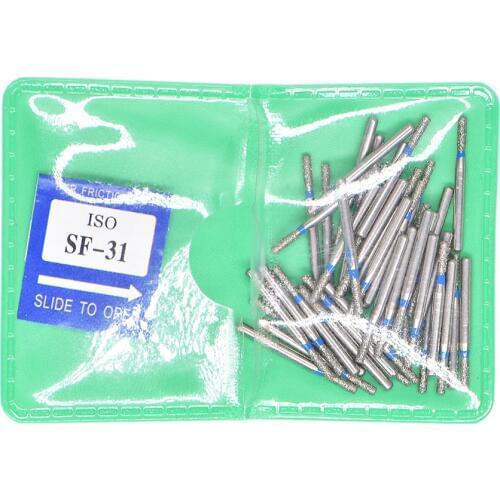 50 pcs 1.6mm Dental High Speed Burs High Speed Handpiece Turbine Diamond Burs Diamond Polishing Tooth Preparation FO21