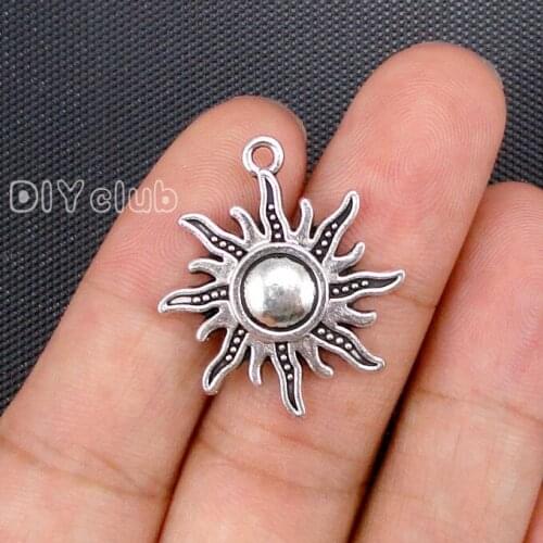 60pcs- Antique Tibetan Silver With Beautiful Detail Sun Charms pendants 28x24mm