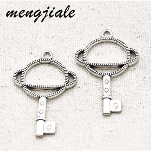 7pcs Antique Silver Key Charms Saturn Planet Pendants For DIY Jewelry Accessories Making 46*29mm