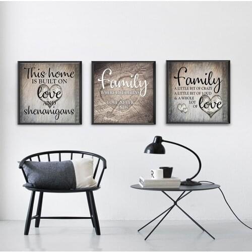 HUACAN 5D DIY Diamond Painting Text Family Full Square Round Mosaic Diamond Love Rhinestone Picture Home Decor