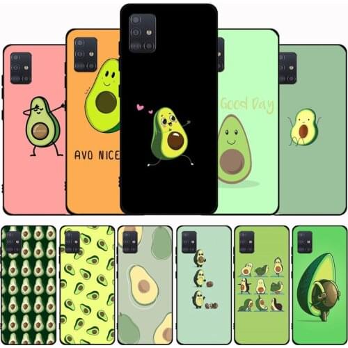 Green Avocado Funny Cute Black Phone Case For Samsung M21 M31S M41 M51 M10 M20 M30S M40 A7 A8 A9 2018 A12 A80 A90 A81